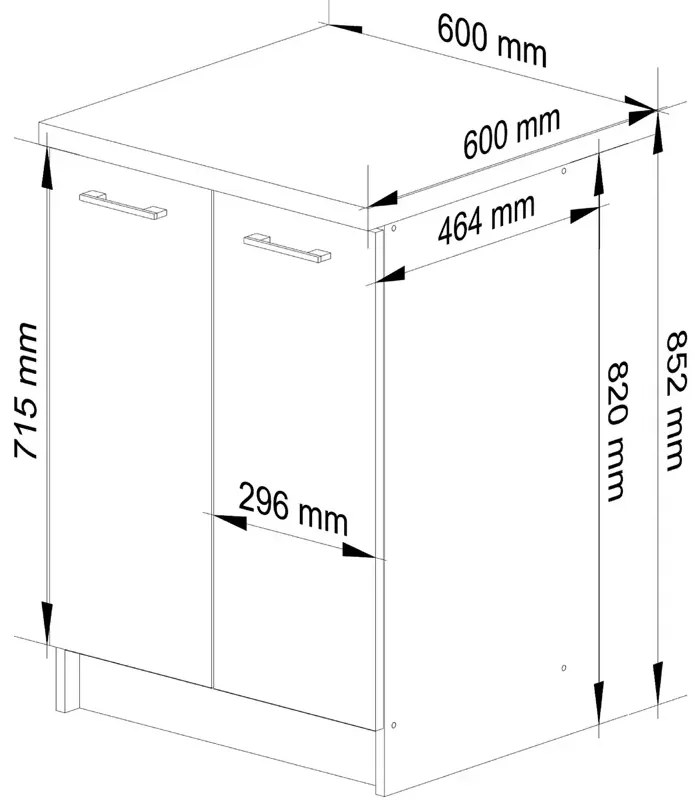 Dolna szafka kuchenna w kolorze betonu - Poli 5X
