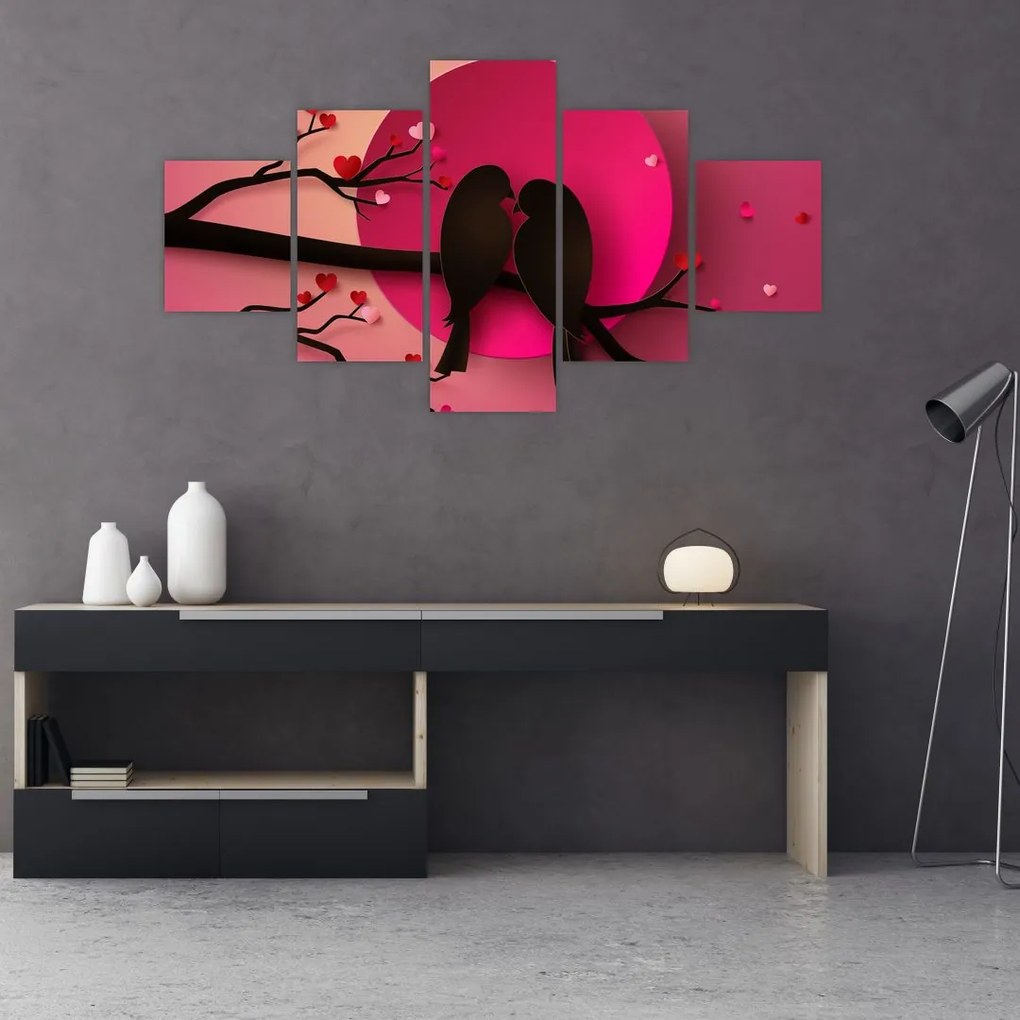 Obraz - Zakochane ptaki (125x70 cm)