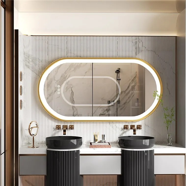 Lustro łazienkowe LED z powłoką przeciwmgielną 3 regulowane kolory 120x60x4cm