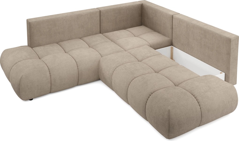 Masseno Narożnik DUCA z funkcją spania i pojemnikiem na pościel Narozniki L, Rozkładana sofa - Szary, FLOW 01