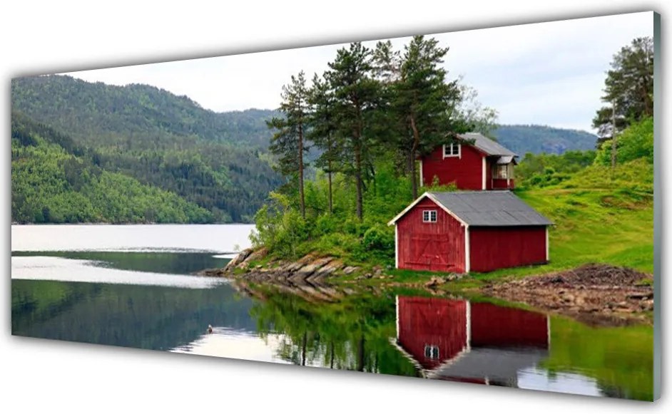 Szkło do Kuchni na Ścianę Chatka Nad Górskim Jeziorem