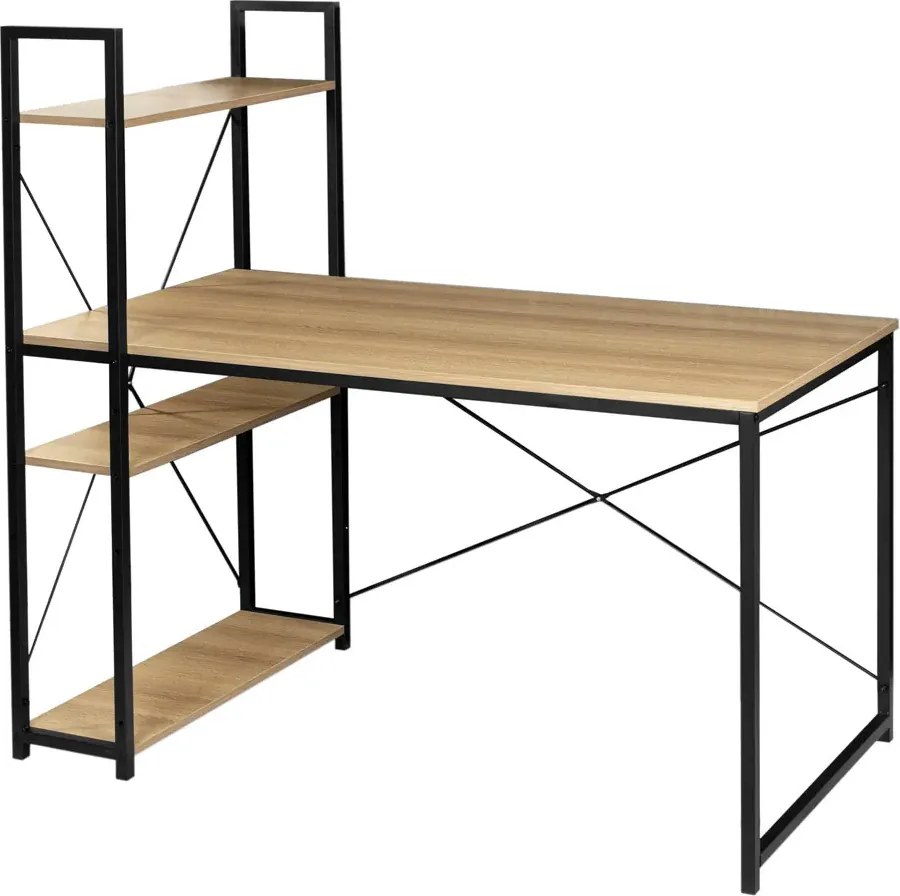 Industrialne Biurko Komputerowe Z Regałem Modern Oak A4-W67