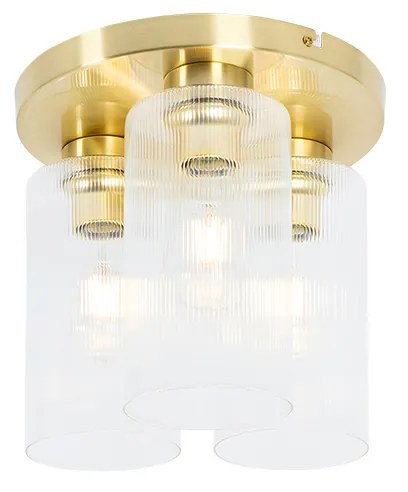 Lampa sufitowa Art Deco złota ze szkłem 3-punktowa - Laura ArtDeco Oswietlenie wewnetrzne