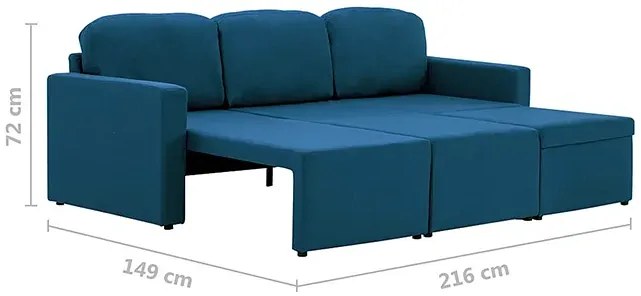 Rozkładana sofa modułowa niebieska tkanina - Odi 4Q