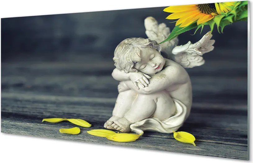 Panel Kuchenny Szklany Śpiący Aniołek w Słonecznikach