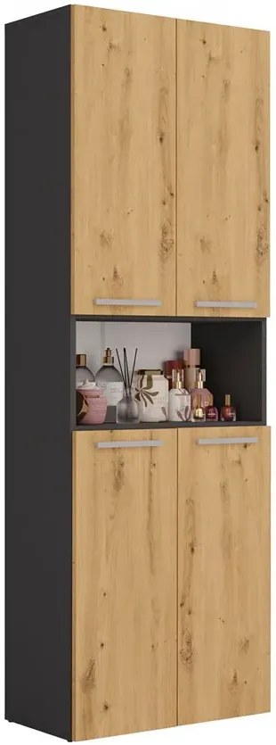 Regał do łazienki z koszami na pranie antracyt + dąb artisan Z8-B62