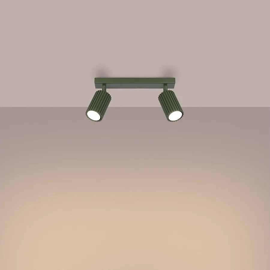 Lampa sufitowa minimalistyczny Gloow, aluminium - 2 źródło światła 3000K - L.30 x H.16.5 cm - zielony oliwkowy