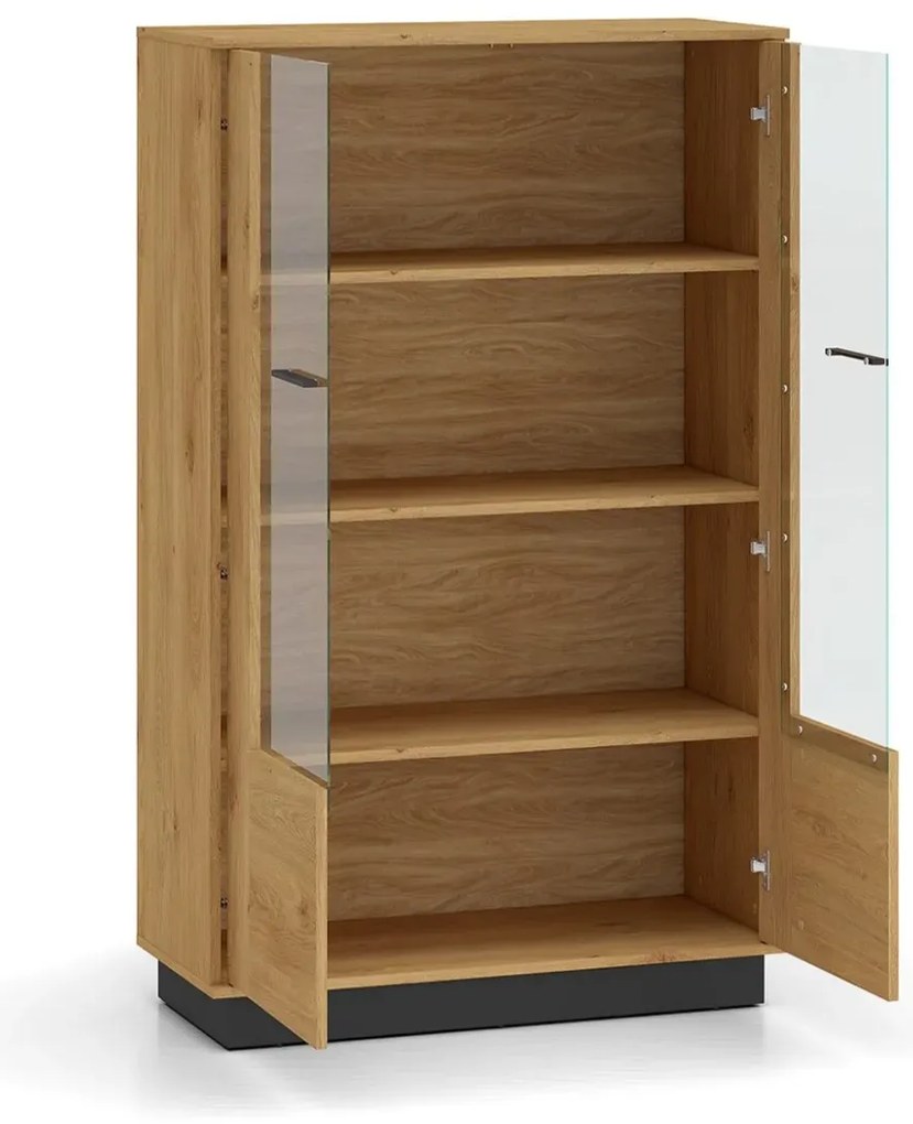 Witryna niska BRONX 2D 92cm dąb/czarna ML MEBLE