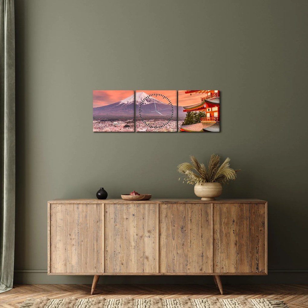Obraz - Fujiyoshida, Japonia (z zegarem) (90x30 cm)