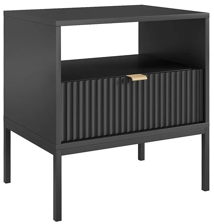 Zestaw 2 szafek nocnych z 1 szufladą i 1 wnęką - Czarny - LIOUBA Pascala MORABITO