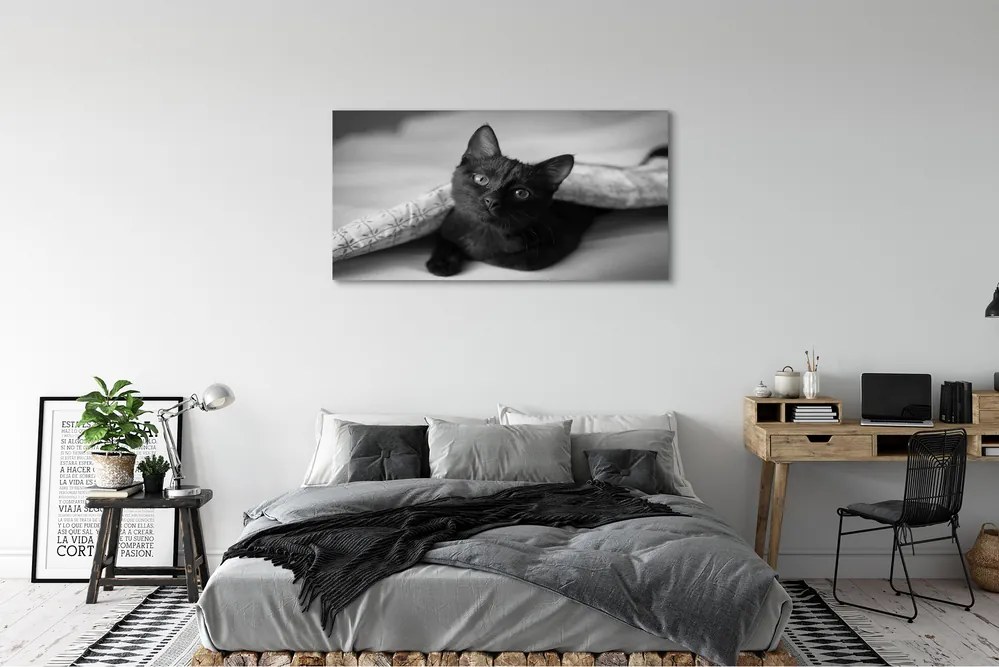 Obraz na płótnie Przytulny Kot pod Kołdrą