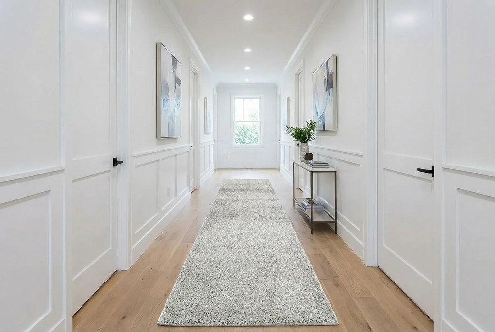 Jasnoszary chodnik dywanowy shaggy A5-D80