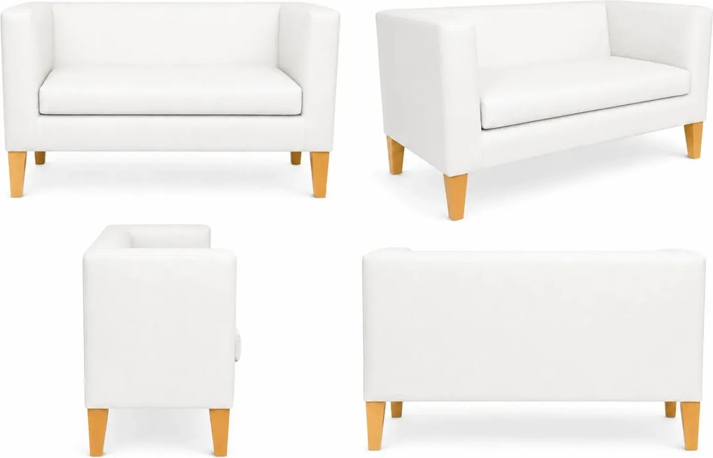 Sofa Monaco : Kolor nogi - Drewno, Kolor tkaniny - EKO-SKÓRA - 10D, Typ tkaniny - Eko-skóra , Wysokość nogi - 20 cm
