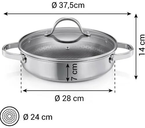 Tescoma Patelnia głęboka z pokrywką SteelCRAFT śr. 28 cm, 2 uchwyty, 28 cm