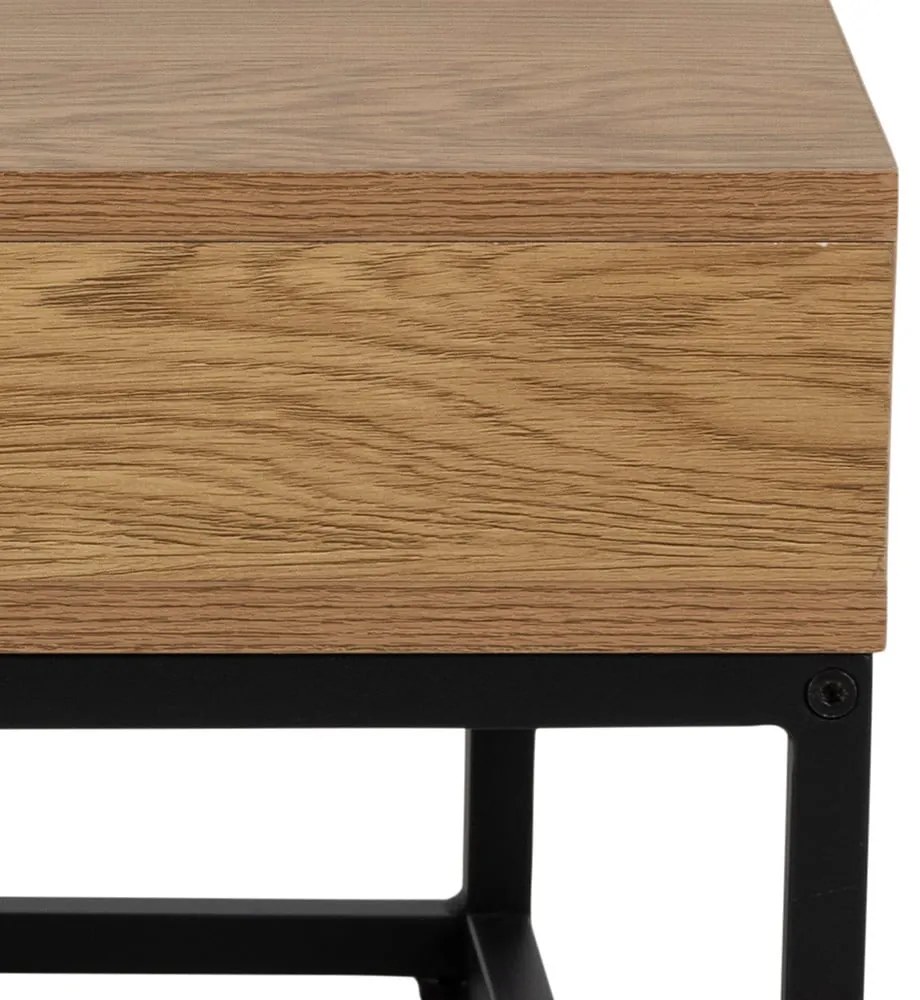 Stolik z blatem w dekorze dębu w ciemnym naturalnym kolorze 80x80 cm Willford – Actona