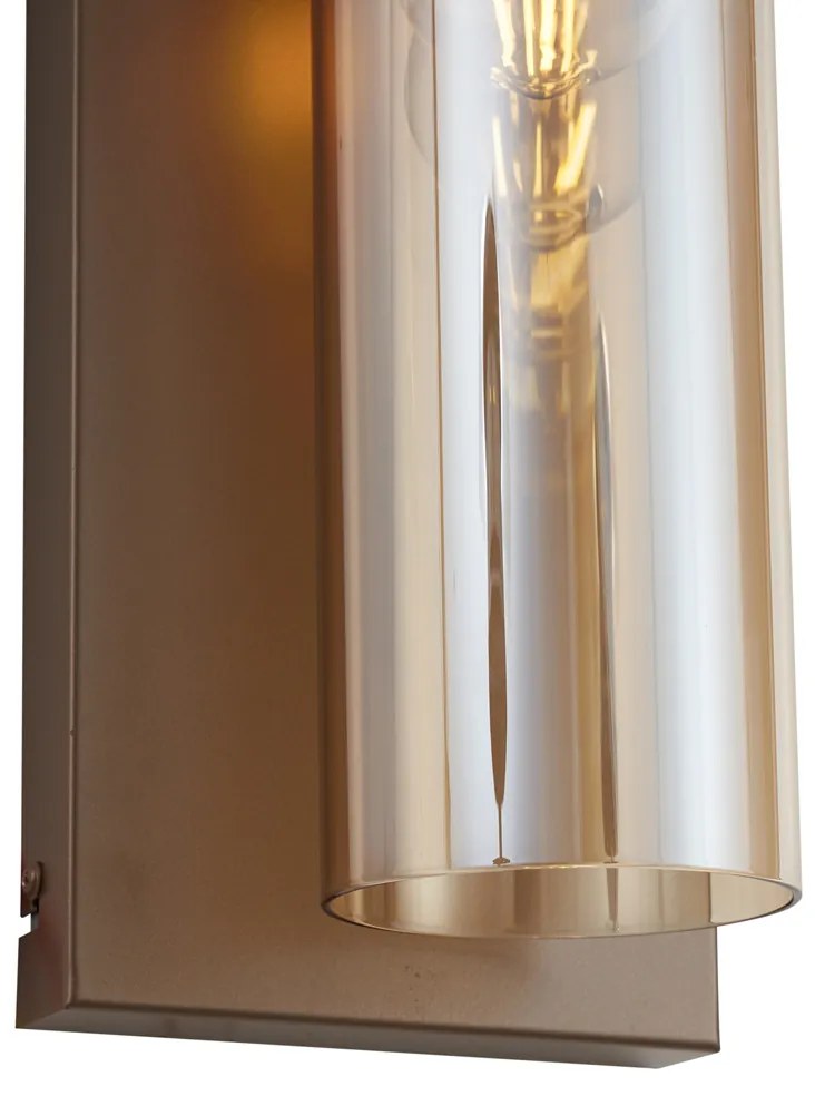 Lampa ścienna w stylu Hotel Chic ciemny brąz z bursztynowym szkłem - StavelotElegancki hotelowy Oswietlenie wewnetrzne