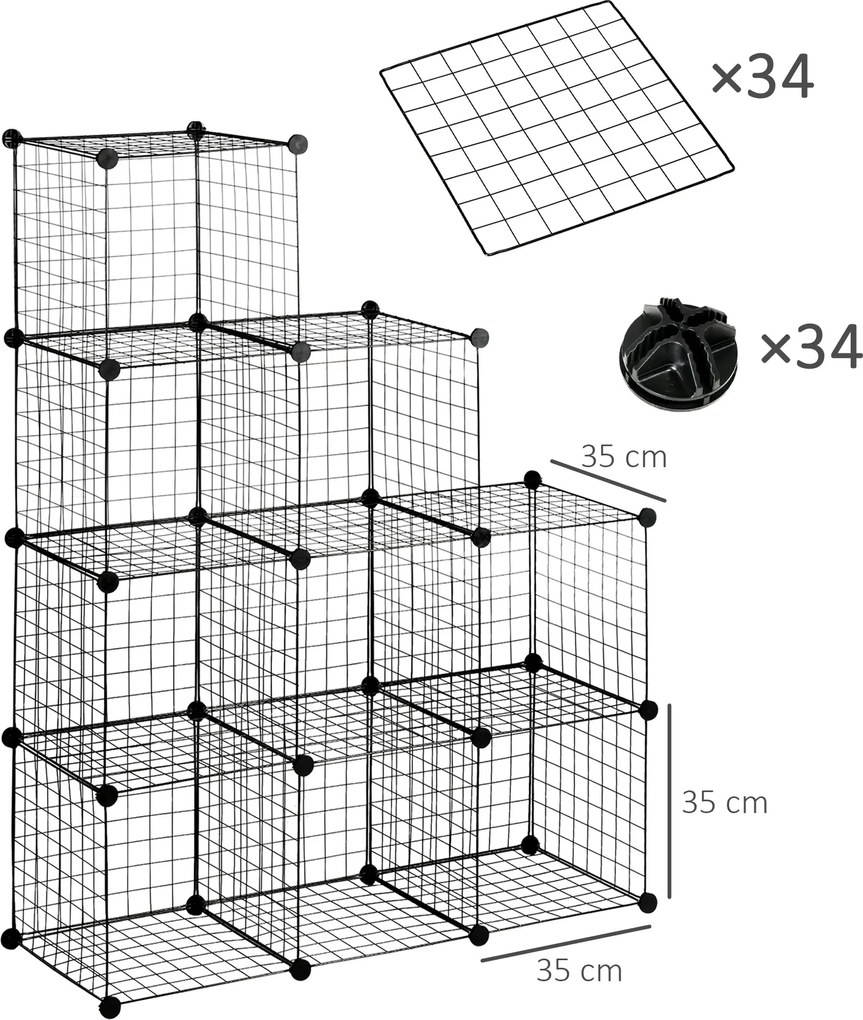 HOMCOM Półka na Buty Modułowa 9 Sześcianów Stal Czarny 35x35x35cm na Sześcian | Aosom PL