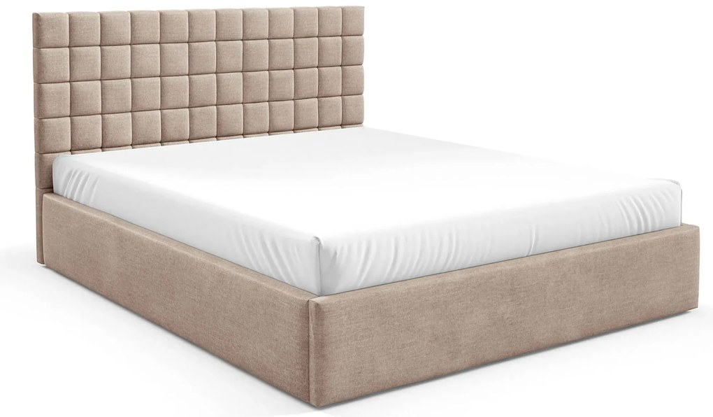 Ciemnobeżowe pikowane łóżko z pojemnikiem 3 rozmiary E9-G38