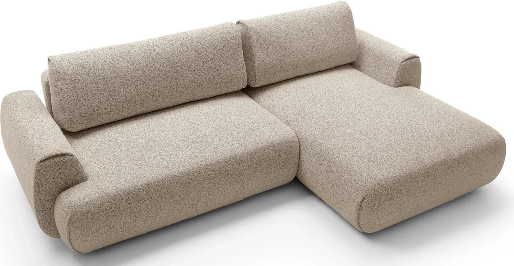 Nowoczesny narożnik rozkładany z pojemnikiem zimny beż L2-C10