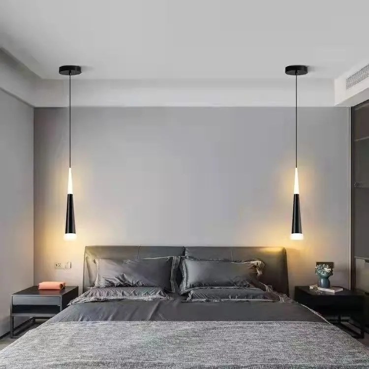 Lampa stożkowa LED z kloszem wiszącym sufitowa AT50-1SL-Czarna