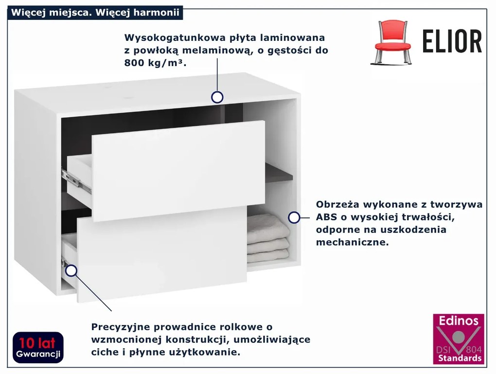 Podwieszana szafka łazienkowa 90 cm biały+ grafit szary E7-R69