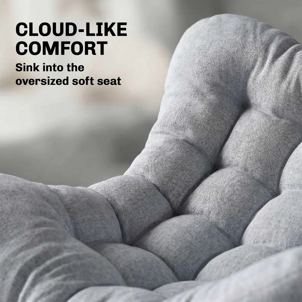 Outsunny Rattanowy Bujany Fotel Ogrodowy z Grubą Poduszką, Krzesło Ogrodowe do 120 kg Indoor Outdoor 87 x 110 x 70 cm Szary | Aosom PL