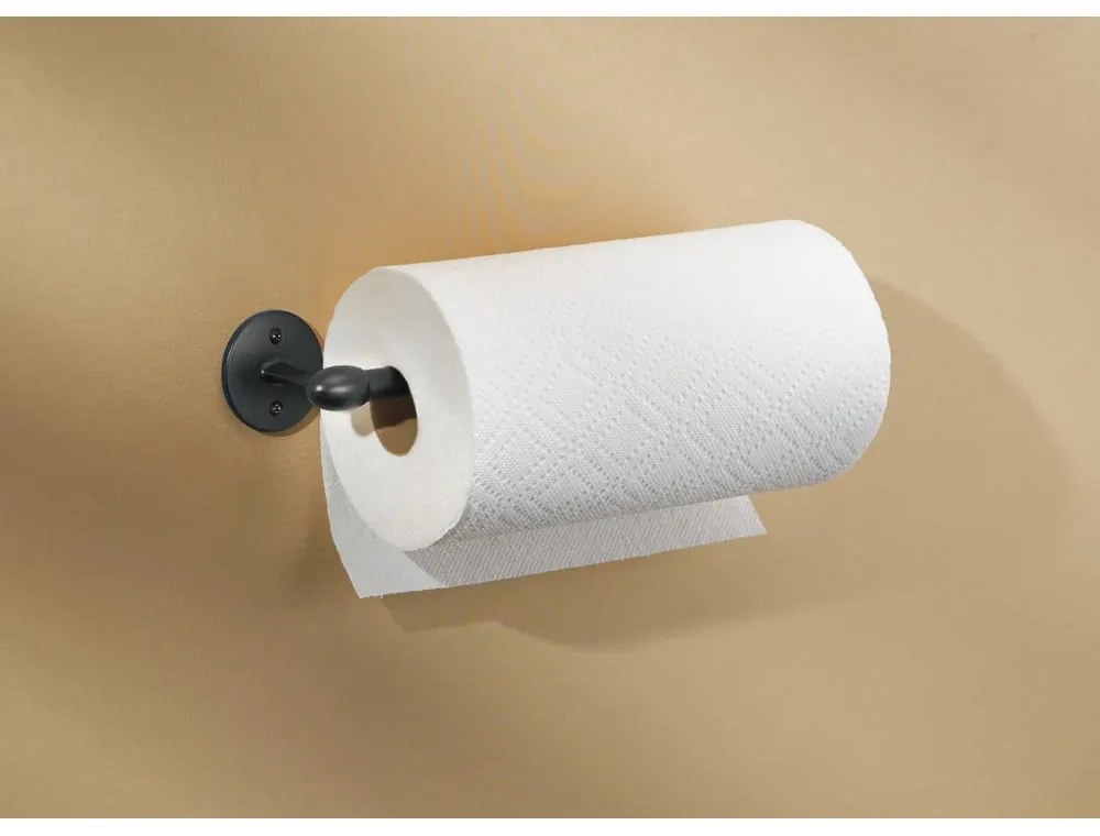 Czarny metalowy uchwyt na ręczniki papierowe iDesign Orbinni, 36 cm