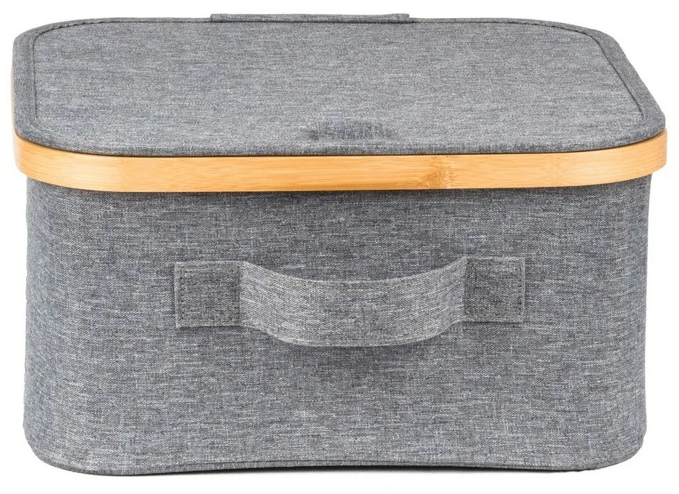 Pojemnik do przechowywania G21 30 x 30 x 15 cm,bambusowy z pokrywką, szary