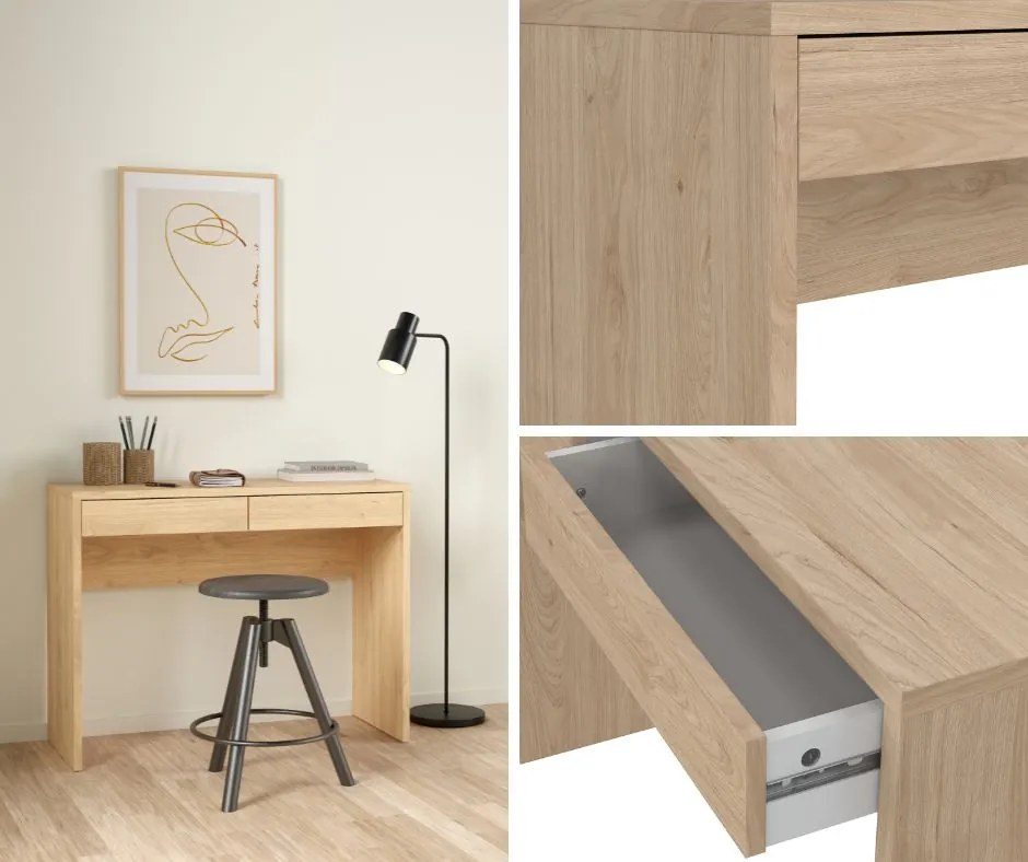 Biurko z 2 szufladami Function Plus 100 cm jackson hickory