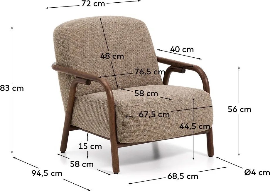 Szarobrązowy fotel z tkaniny szenilowej Sylo – Kave Home