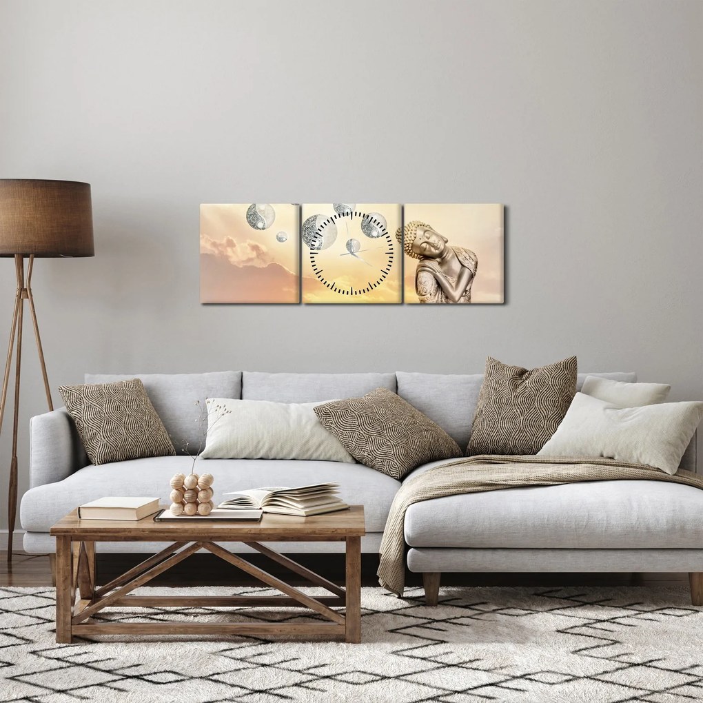 Obraz - Czas medytacji (z zegarem) (90x30 cm)