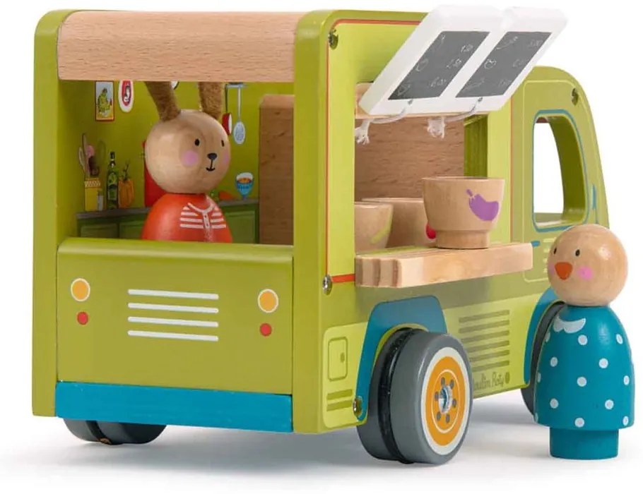 Drewniane auto zabawkowe La Grande Famille Food Truck – Moulin Roty