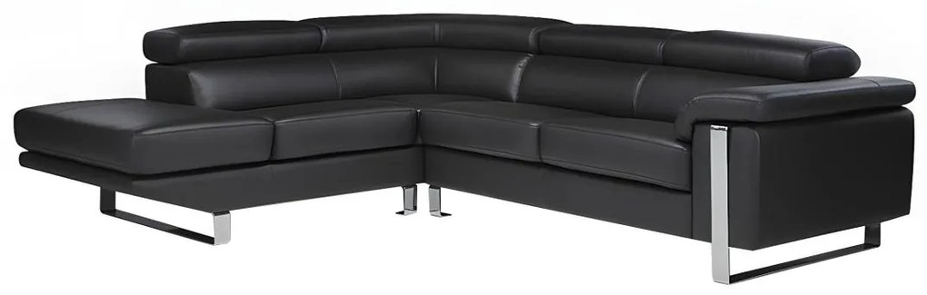 Kanapa narożna ze skóry MYSTIQUE - Czarny - Narożnik lewostronny