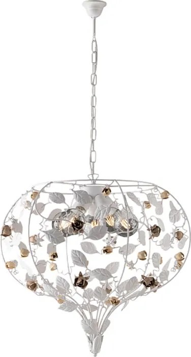 Piękny, biały, lakierowany, żelazny żyrandol w stylu shabby chic, 5 świateł, 125 Ø68 BL196-5-BCO