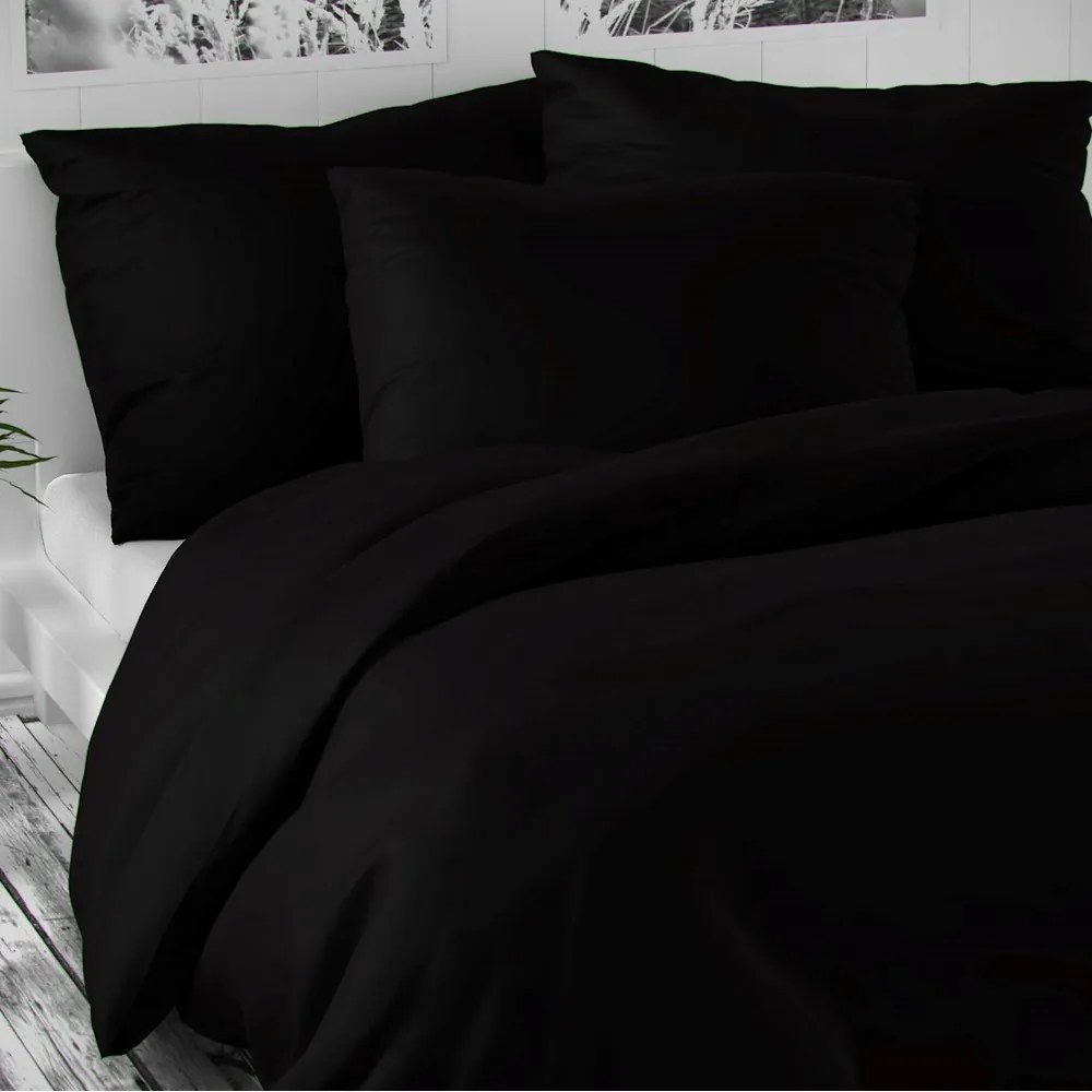 Pościel satynowa Luxury Collection czarny, 140 x 220 cm, 70 x 90 cm