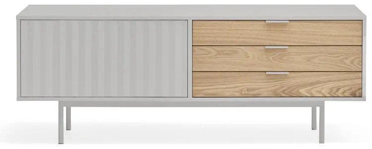 Szaro-naturalna szafka pod TV w dekorze dębu 140x52 cm Sierra – Teulat