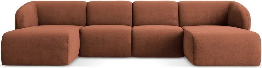 Narożnik z tkaniny szenilowej (w kształcie litery U) w kolorze terakoty Lani – Makamii