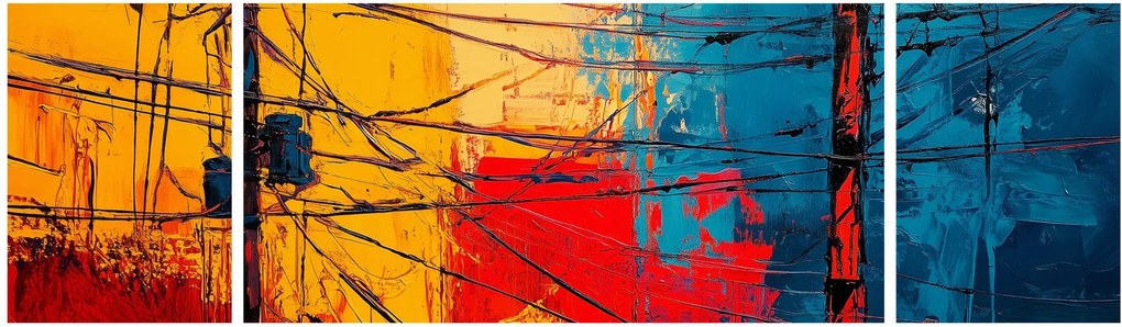 Obraz - Abstrakcyjne linie elektryczne (170x50 cm)