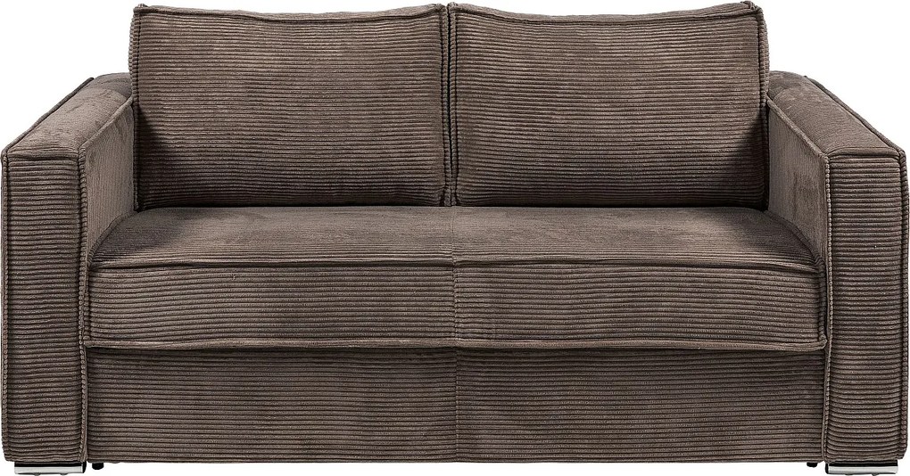 Kanapa 4-osobowa rozkładana typu express z brązowego sztruksu - Miejsce do spania 160 cm - Materac 22 cm z pamięcią kształtu - LORETO