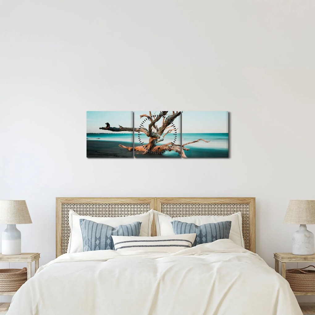 Obraz - Wyłowiono na plaży (z zegarem) (90x30 cm)