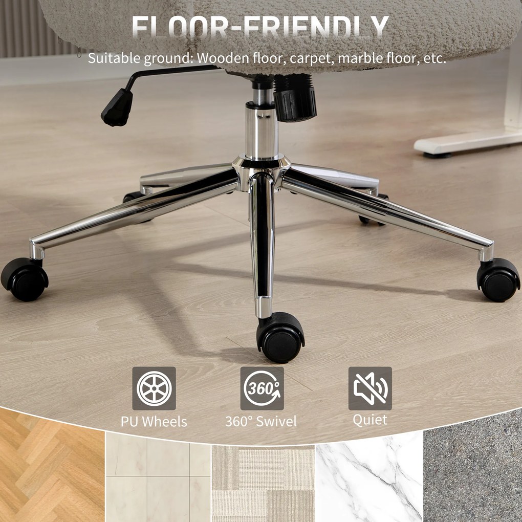 HOMCOM Krzesło biurowe z regulowanym zagłówkiem, ergonomiczne krzesło do biurka, funkcja odchylenia, regulowana wysokość, szaro-białe
