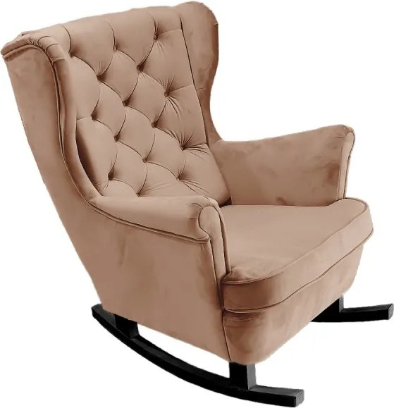 Fotel USZAK bujany tapicerowany z podłokietnikami, kolor Cappuccino tkanina MAGIC VELVET