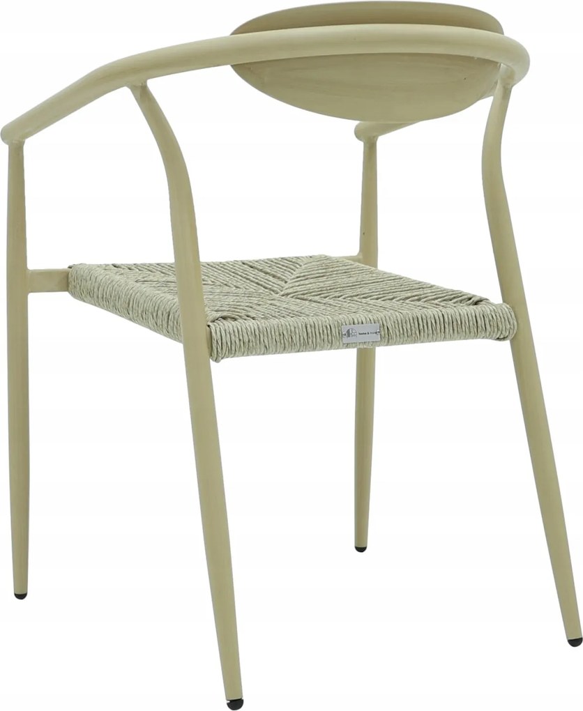 Krzesło Ogrodowe Beżowe 56x61x74,5 cm Plecione Naturalne Sznurki Nowoczesne
