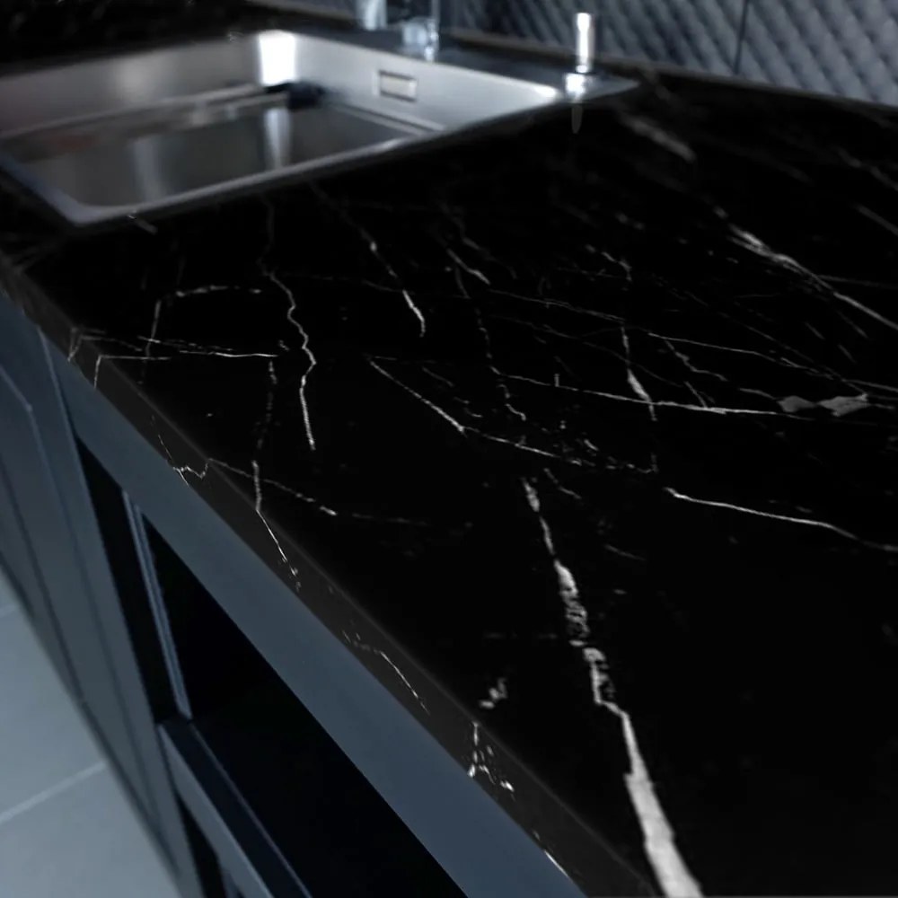 Naklejka na meble 200x60 cm Black and White Marble – Ambiance