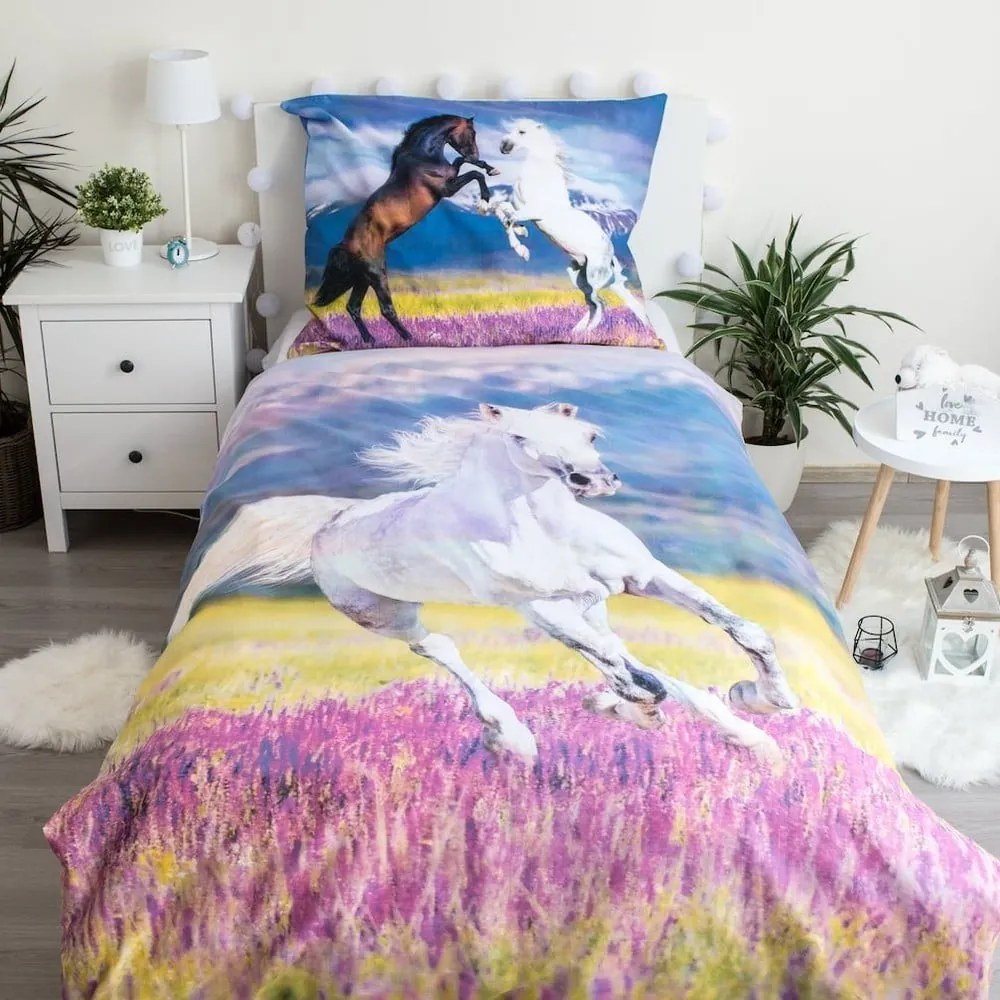 Bawełniana pościel dziecięca jednoosobowa 140x200 cm Horse "Meadow" – Jerry Fabrics