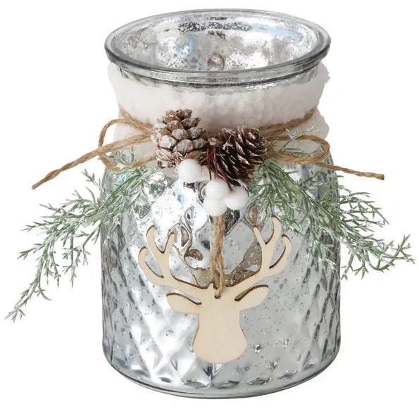 Świecznik słoik ze stroikiem WILKA, wys. 16 cm