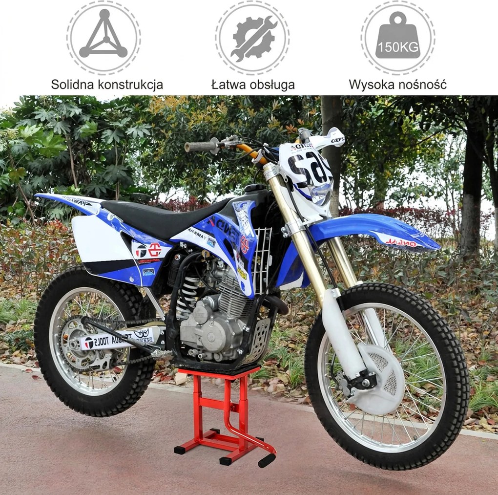 DURHAND Podnośnik motocyklowy nośność 150 kg regulowana wysokość 27,5/39,5 cm do garażu i na zewnątrz