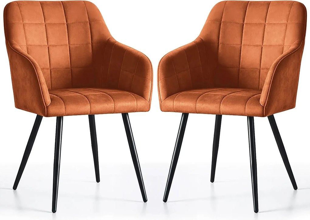 Zestaw 2 pomarańczowych krzeseł pikowanych M3-H13