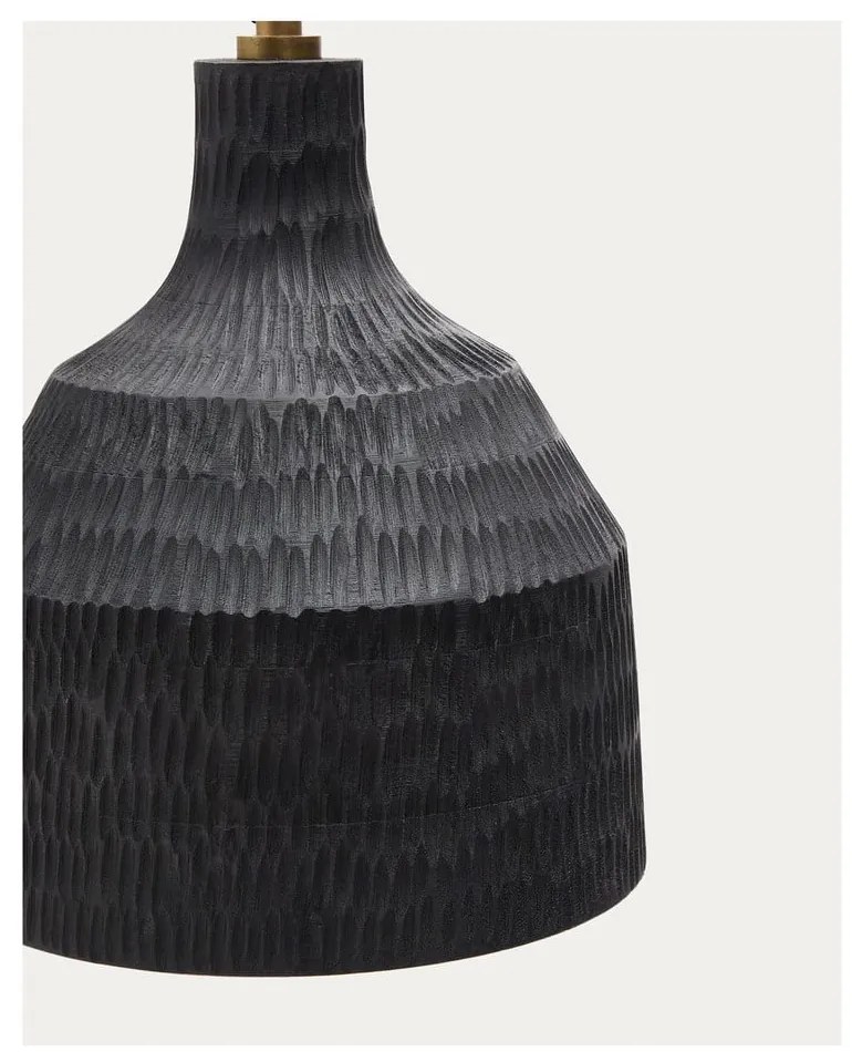 Czarna lampa wisząca z drewnianym kloszem ø 21 cm Amire – Kave Home