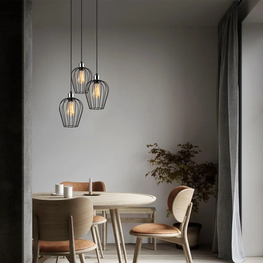 Czarna lampa wisząca z 3 kloszami Opviq lights Tel